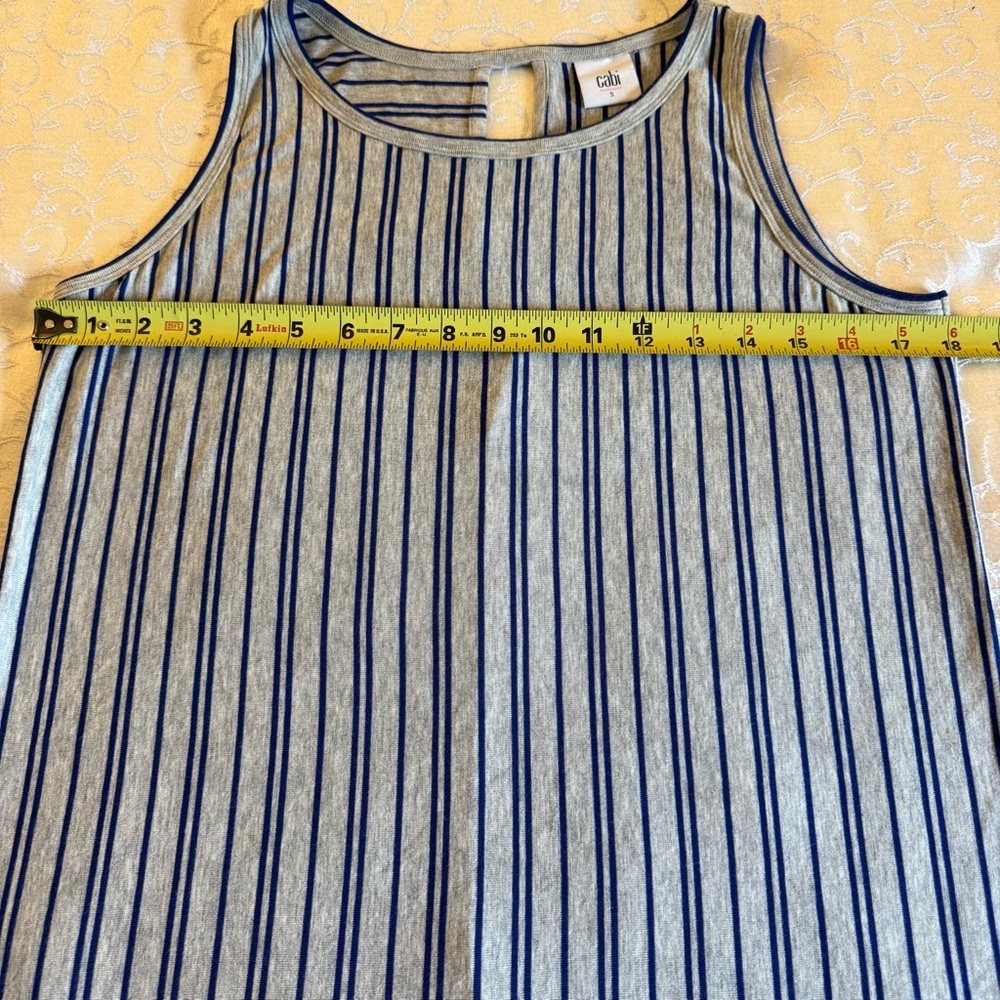 Cabi Ticker Tee Striped Blue and Gray Tank Top - Picture 14 of 16
